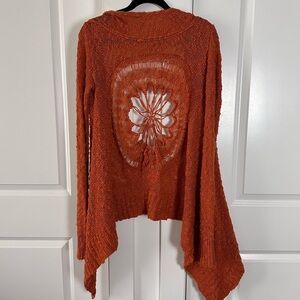 RARE! Farm Rio (Small) Orange Crochet Cardigan- Dream Catcher Design - Oversized